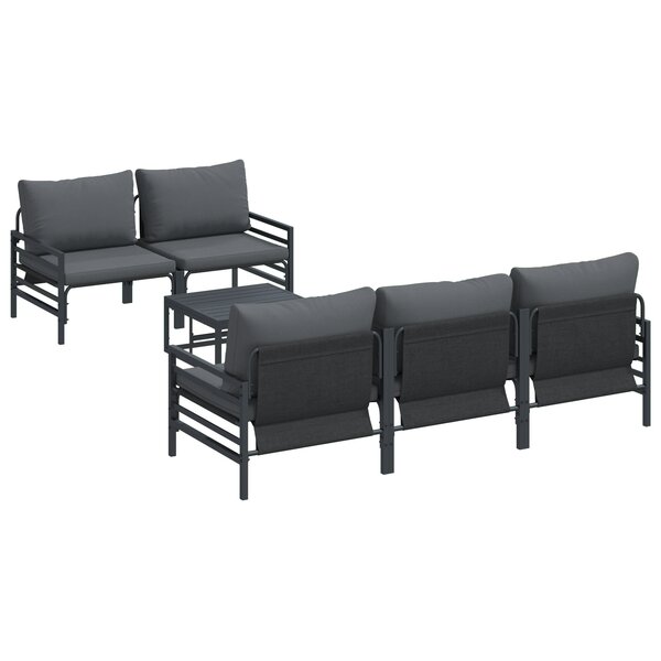 vidaXL Ensemble de canapé de jardin avec coussin avec oreiller 6 Pièces Anthracite