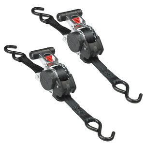 Sangle d'Arrimage avec Crochets et Cliquet Rétractable  Noir  3m x 25mm Sangle  Pack de 2