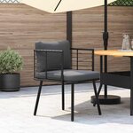 vidaXL Chaise de jardin avec coussins noir résine tressée