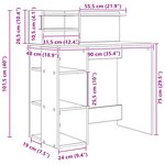 vidaXL Bureau avec rangement Chêne Noir 90x48x101 5 cm Bois d'ingénierie