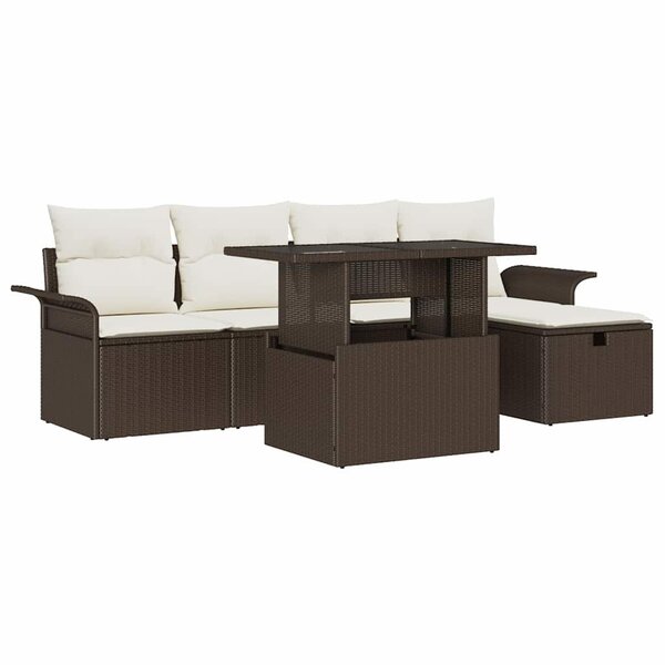 vidaXL Ensemble de canapé de jardin 6 Pièces Marron Poly rotin