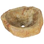 vidaXL Évier 45x35x15 cm Pierre fossile Crème