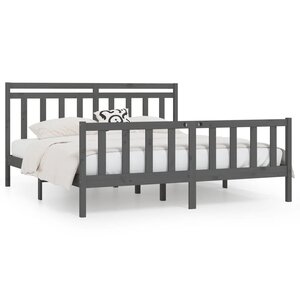 vidaXL Cadre de lit sans matelas bois massif de pin gris 200x200 cm