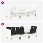vidaXL Canapé modulaire avec rangement 3 Pièces Blanc Tissu