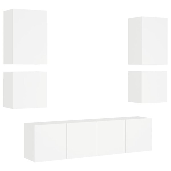 vidaXL Unités murales TV 6 Pièces blanc bois d'ingénierie