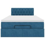 vidaXL Lit ottoman avec matelas bleu foncé 120x190 cm velours