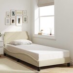 vidaXL Cadre de lit avec tête de lit Dover crème 90x190cm tissu