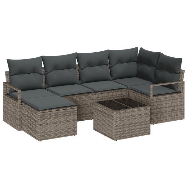 vidaXL Ensemble de Canapé de Jardin de 6 Pièces avec Coussins Noir Poly Rotin