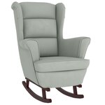 vidaXL Chaise à bascule avec pieds en bois et tabouret Gris clair