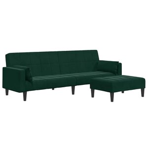 vidaXL Canapé-lit à 2 places avec repose-pied vert foncé velours
