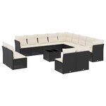 vidaXL Salon de jardin avec coussins 14 Pièces noir résine tressée
