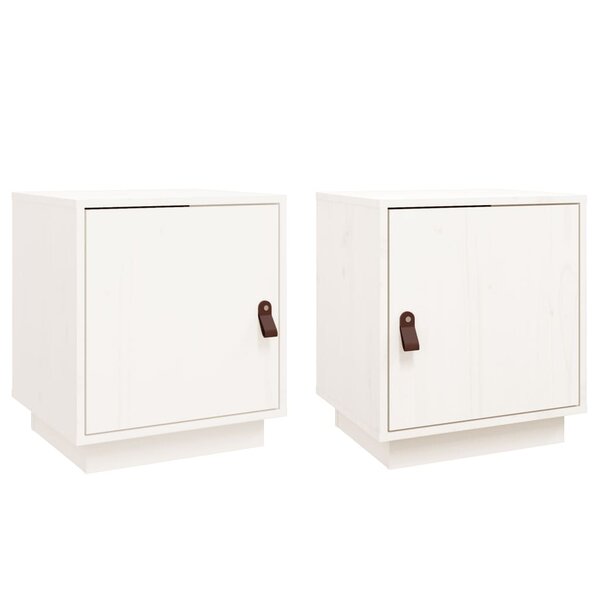 vidaXL Tables de chevet 2 Pièces Blanc 40x34x45 cm Bois de pin massif