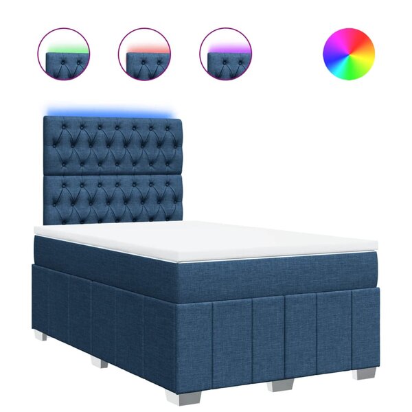 vidaXL Sommier à lattes de lit avec matelas Bleu 120x200 cm Tissu