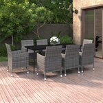 vidaXL Ensemble à dîner de jardin coussins 9 Pièces Résine tressée Verre