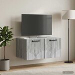 vidaXL Meuble TV mural Sonoma gris 59 5 x 41 x 30 cm Bois d'ingénierie