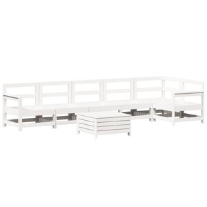 vidaXL Salon de jardin 7 Pièces blanc bois de pin massif