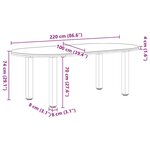 vidaXL Table à manger 220x100x74 cm bois de chêne massif ovale