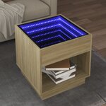 vidaXL Table basse avec LED infini chêne sonoma 50x50x50 cm