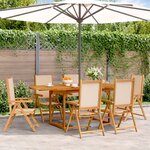 vidaXL Ensemble à manger de jardin 7 Pièces beige tissu et bois massif