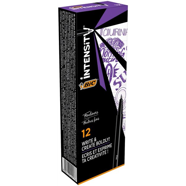 Stylo Feutre Fineliner Intensity Pointe Baguée métal Fine 0 4mm Violet x 12 BIC