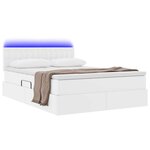 vidaXL Lit avec rangement et LED avec matelas Blanc pur 140 x 190 cm