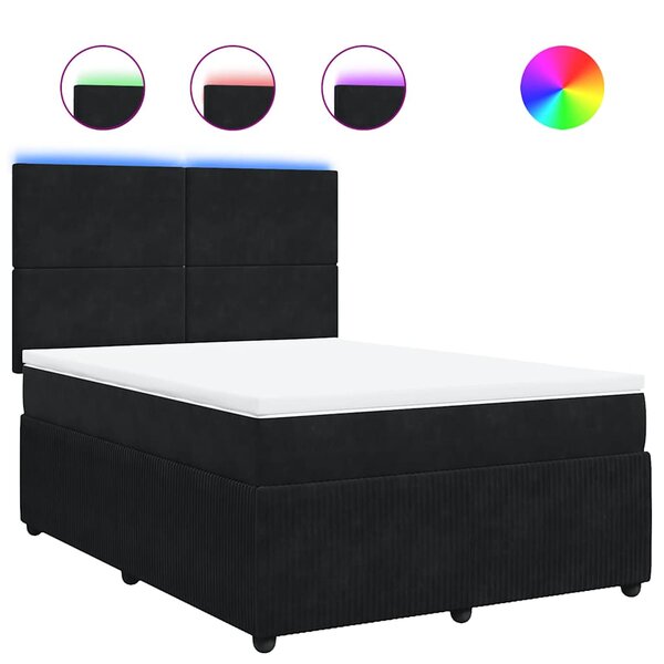 vidaXL Sommier à lattes de lit et matelas Noir 160x200 cm Velours