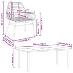 vidaXL Ensemble à manger de jardin 7Pièces noir poly rotin verre