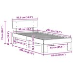 vidaXL Cadre de lit Marron 90 x 200 cm Bois massif en pin