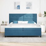 vidaXL Lit à ressort LED avec matelas Bleu foncé 200 x 200 cm tissu