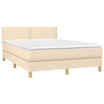 vidaXL Sommier à lattes de lit avec matelas LED Crème 140x190 cm Tissu