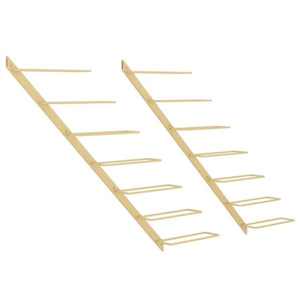 vidaXL Casier à vin mural pour 7 bouteilles 2 Pièces Doré Métal