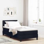 vidaXL Lit à ressorts avec matelas Noir 100x200 cm Tissu