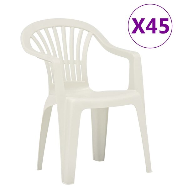 vidaXL Chaises empilables de jardin 45 Pièces Plastique Blanc