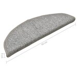 vidaXL Tapis d'escalier 15 pièces 56 x 17 x 3 cm Gris clair Demi-rond