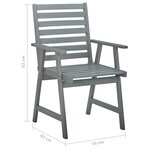 vidaXL Chaises à manger d'extérieur lot de 3 Gris Bois d'acacia