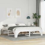 vidaXL Cadre de lit surélevé Blanc 200 x 200 cm Bois massif en pin