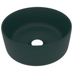 vidaXL Lavabo rond de luxe Vert foncé mat 40x15 cm Céramique