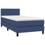 vidaXL Sommier à lattes de lit avec matelas et LED Bleu 90x200cm Tissu