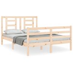 vidaXL Cadre de lit avec tête de lit 140x200 cm bois massif