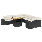 vidaXL Salon de jardin 11 Pièces avec coussins noir résine tressée
