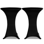 Housse de table Ø 70 cm Noir extensible 2 Pièces