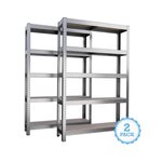 Étagère de rangement polyvalente en métal (lot de 2) charge lourde max 875kg - 180 x 90 x 30 cm - gris