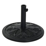 Pied de parasol rond base de lestage Ø 48 x 34H cm ciment HDPE motif fleurs de lys poids net 13 Kg noir