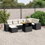 vidaXL Salon de jardin 8 Pièces avec coussins noir résine tressée