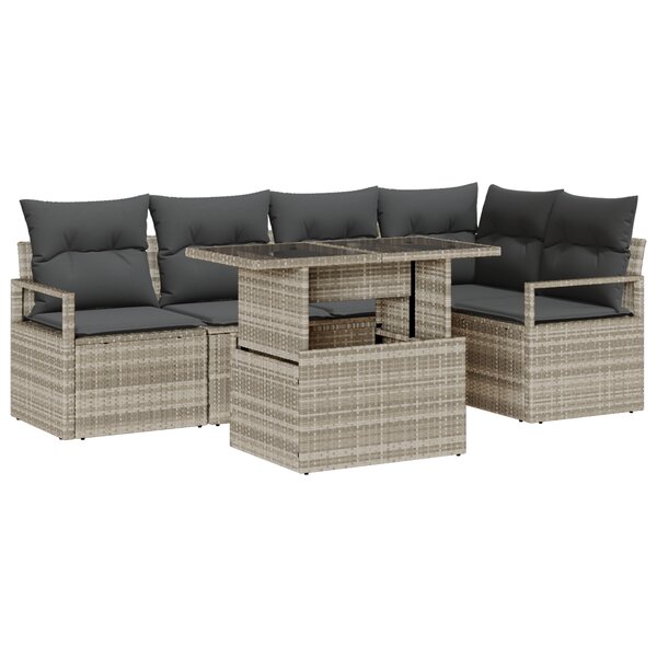 Ensemble de canapé de jardin 6 pièces avec coussins gris clair