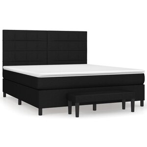 vidaXL Sommier à lattes de lit avec matelas Noir 180x200 cm Tissu