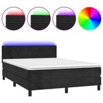 vidaXL Sommier à lattes de lit avec matelas et LED Noir 140x190 cm