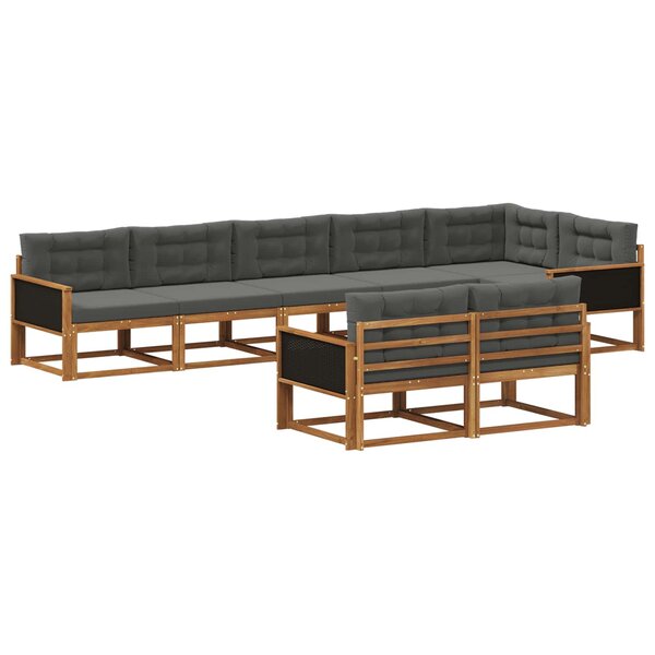 vidaXL Ensemble de canapés d'extérieur 8 Pièces Naturel et Anthracite