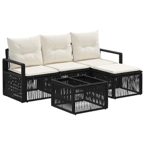 vidaXL Ensemble de canapé de jardin 5 pc Noir polyrotin