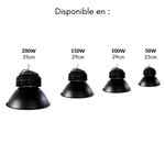 Cloche led industrielle 200w 120° noir - blanc neutre 4000k - 5500k - silamp